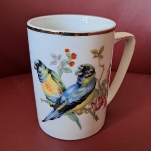 Vintage Coffee Mug Cup Ceramic Male Female Birds Flowers Branch Japan